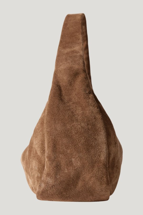 Suede Large Bon Bon Bag - Toffee — model front