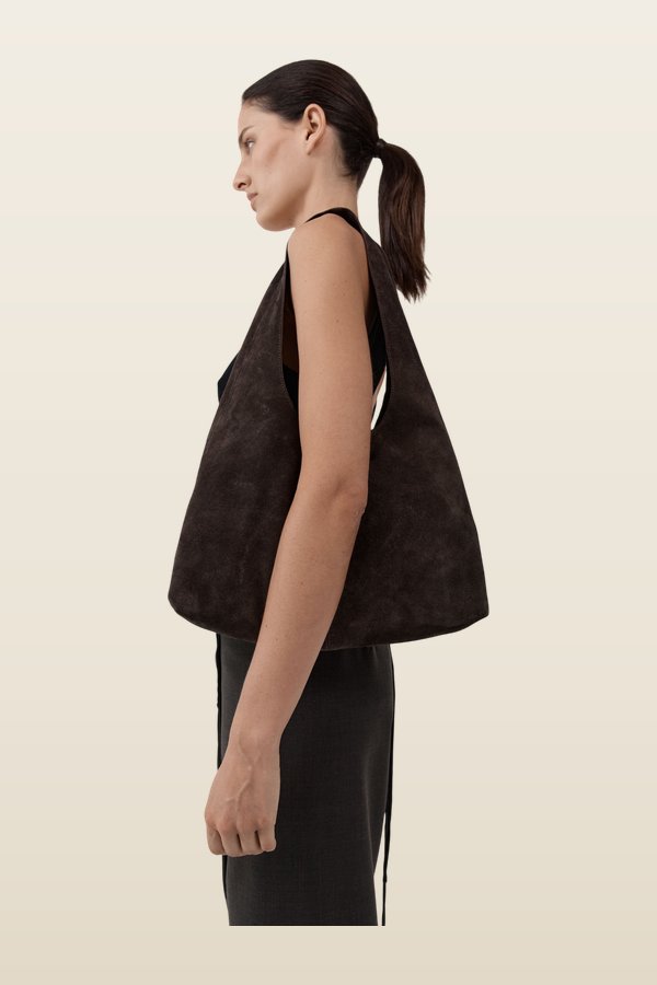 Suede Soft Bag - Coffee — model back