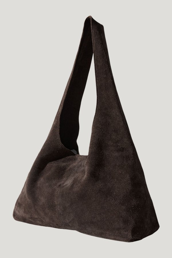 Suede Soft Bag - Coffee — model front