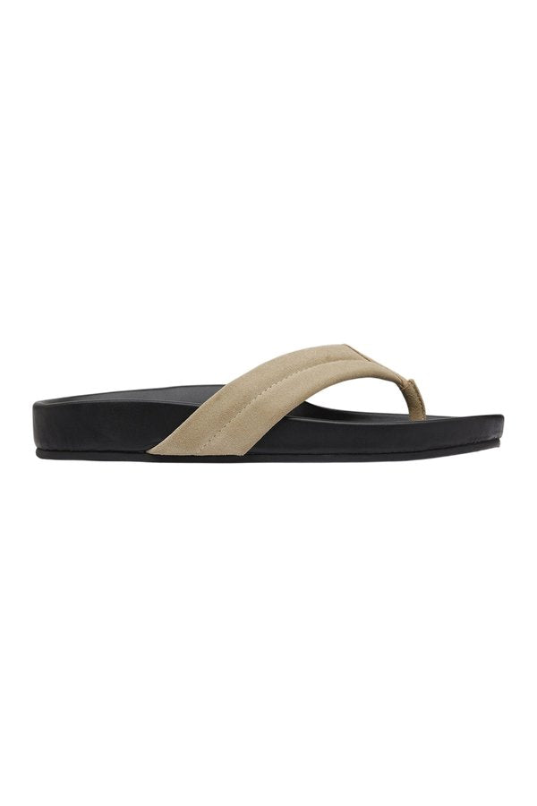 Suede Stitch Detail Thong Slide - Rock — packshot