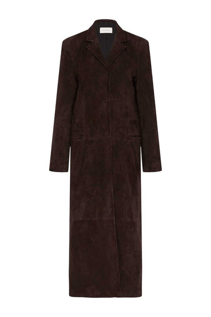 Suede Tailored Coat - Coffee — packshot
