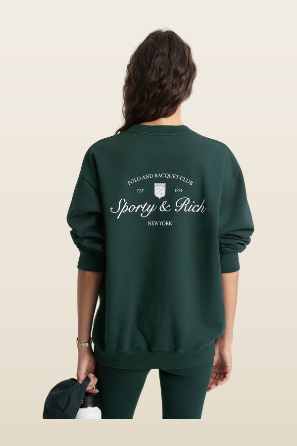 Syracuse Crewneck - Forest/White — model back