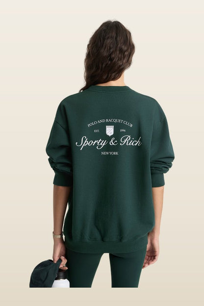 Syracuse Crewneck - Forest/White — model back
