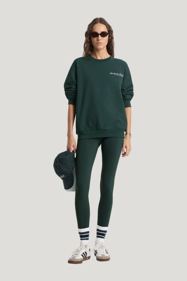 Syracuse Crewneck - Forest/White — model front