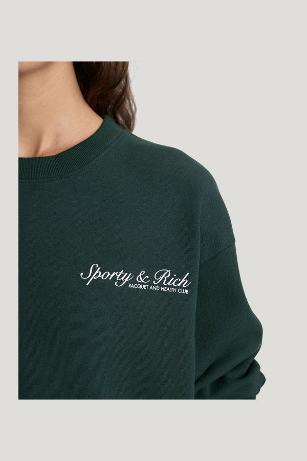 Syracuse Crewneck - Forest/White — model side
