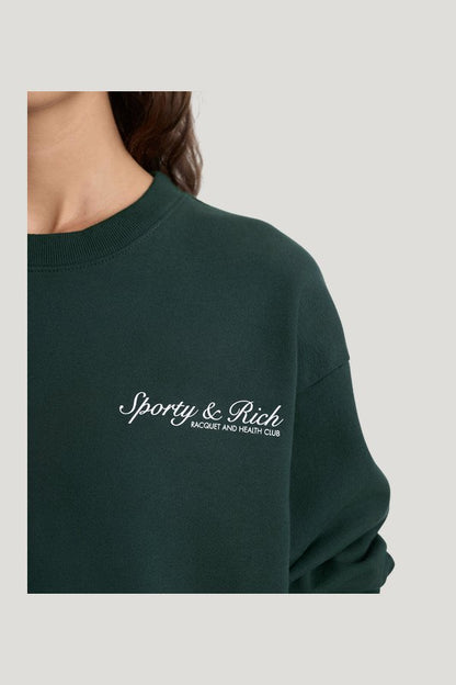 Syracuse Crewneck - Forest/White — model side
