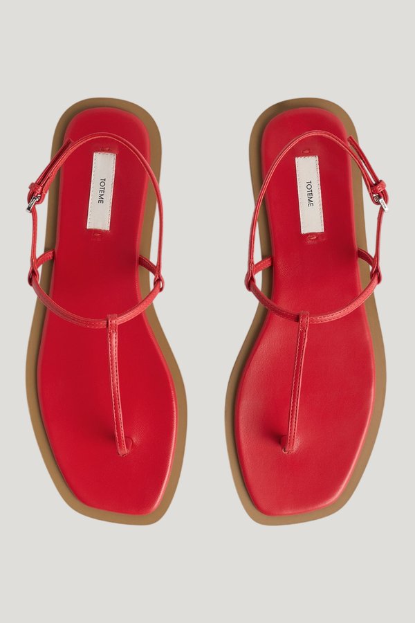 T-strap nappa sandals red/desert — model side