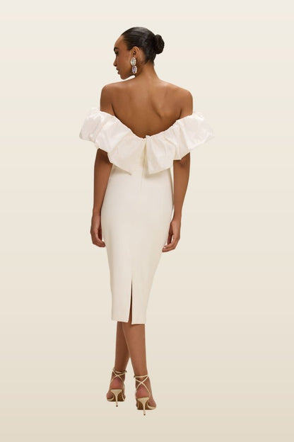 Taffeta Tarsila Ruffle Midi Dress — model back