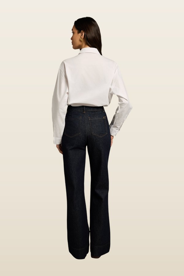 Tailored Flared Jean (Super Dark Denim) — model back