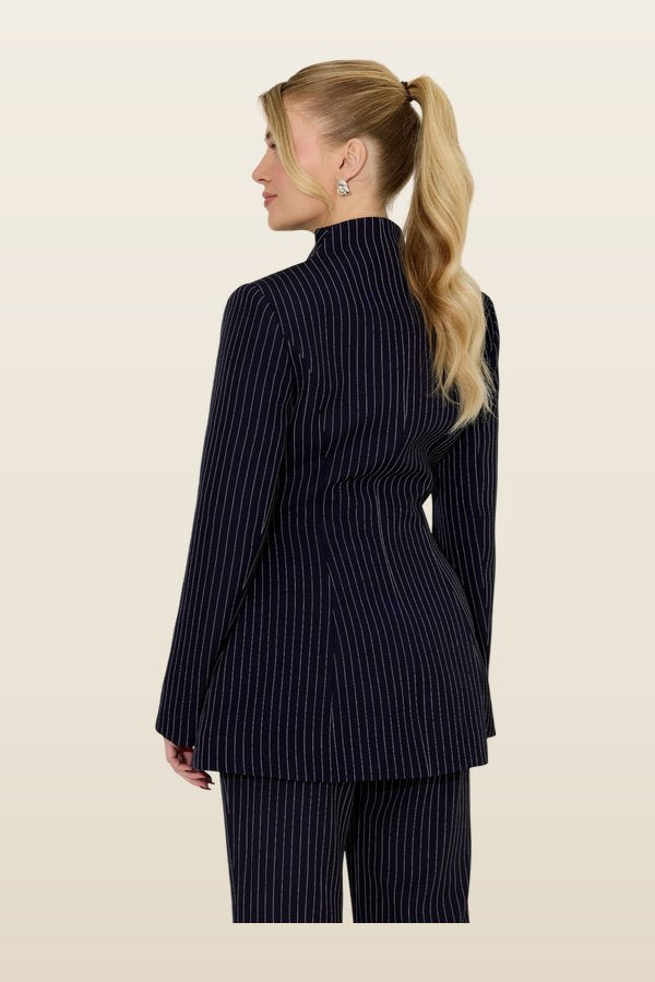Tailored Pinstripe Blazer — model back
