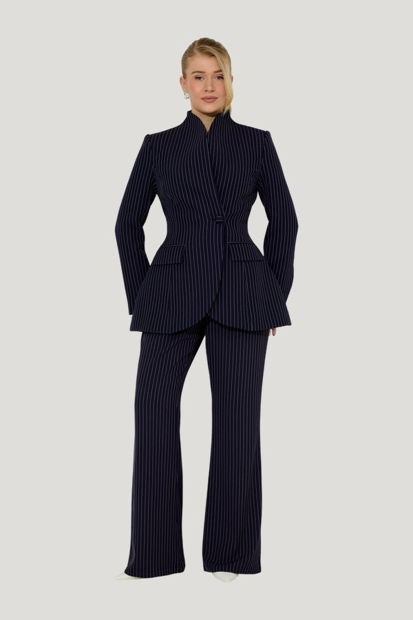 Tailored Pinstripe Blazer — model front