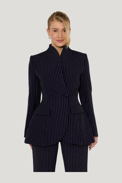 Tailored Pinstripe Blazer — model side
