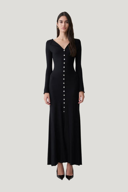 Tanya Buttoned Long Sleeve Maxi Dress — model front