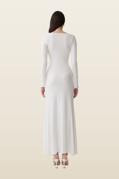 Tanya Buttoned Long Sleeve Maxi Dress — model back