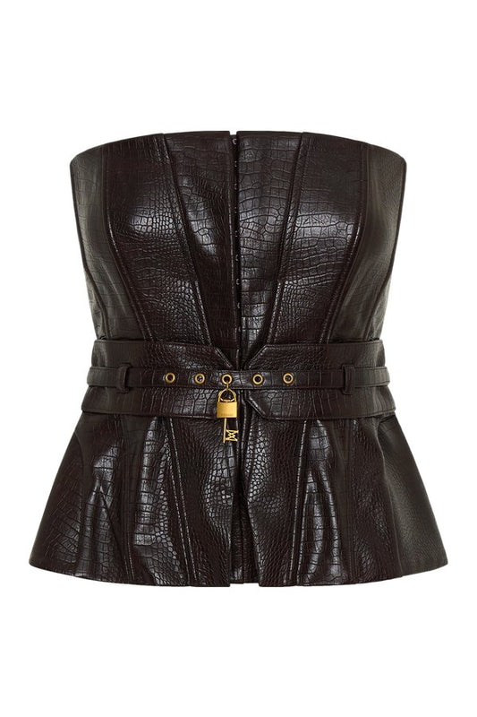 Thalia Faux Leather Boned Corset — packshot