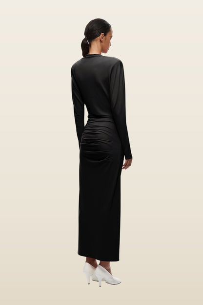 The Jersey Draped Midi Dress — model back