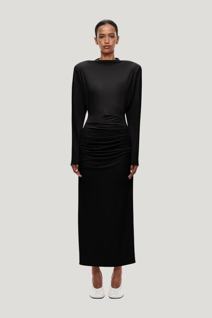 The Jersey Draped Midi Dress — model front