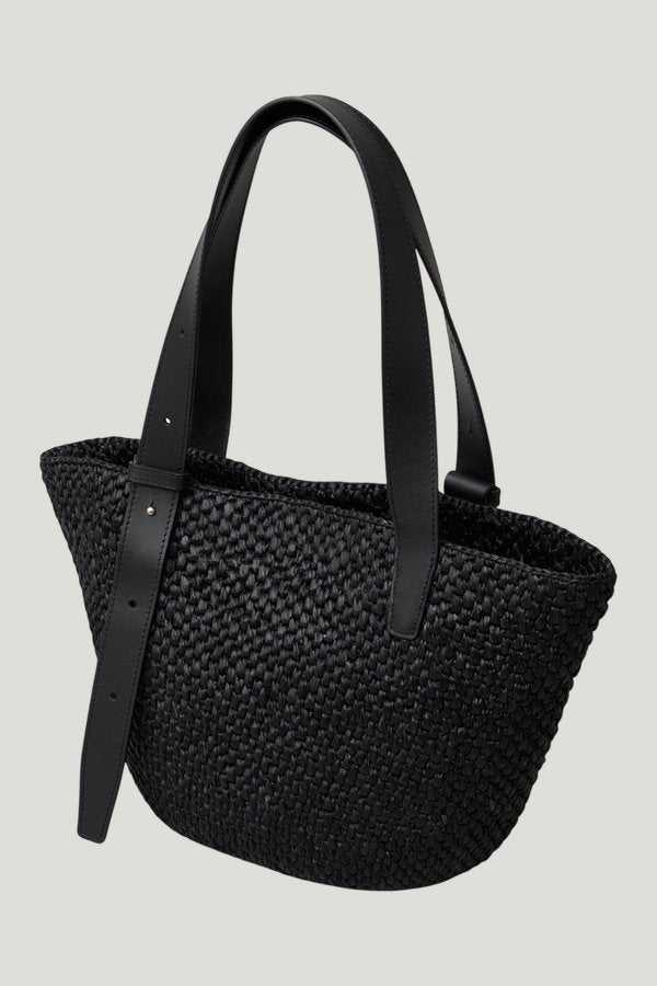 The Bianca Raffia Bag Small — model front
