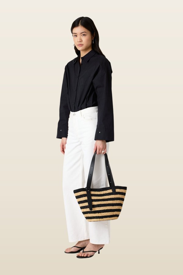 The Bianca Raffia Bag Small — model back