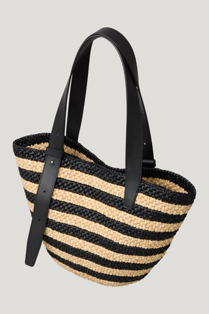 The Bianca Raffia Bag Small — model front