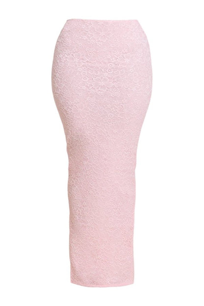 The Cinched Lace Corset Maxi Set in Baby — packshot