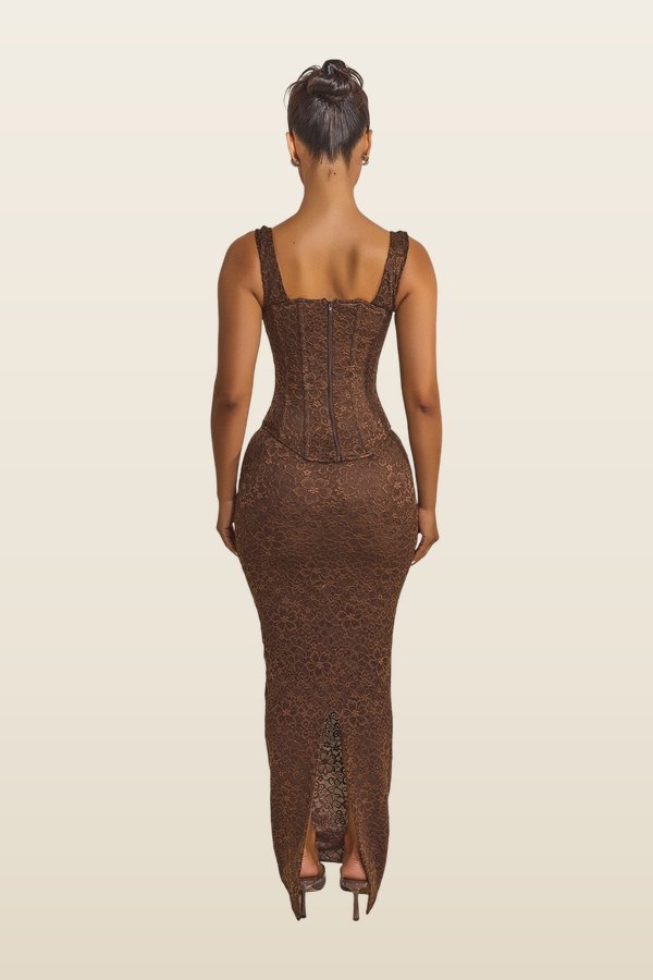 The Cinched Lace Maxi Skirt — model back