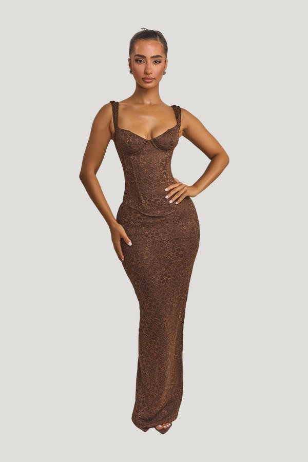 The Cinched Lace Maxi Skirt — model front