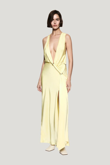 The Harlow Satin Dress — model front