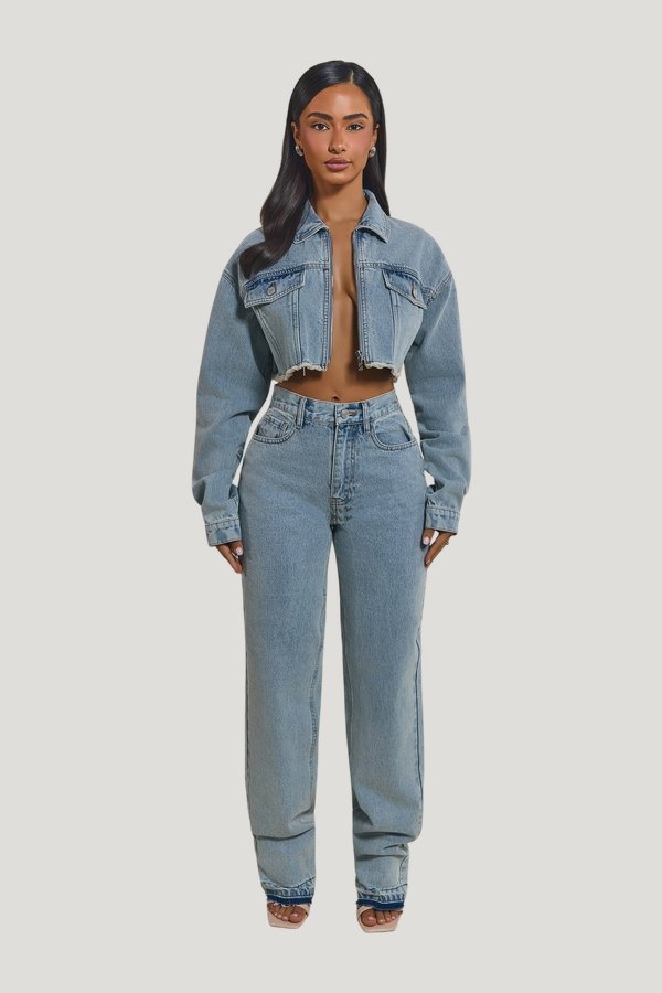 The Kali Mid-Rise Jeans in Light Wash — model front