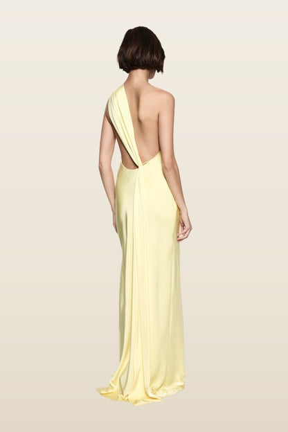 The Nicolette Satin Dress — model back