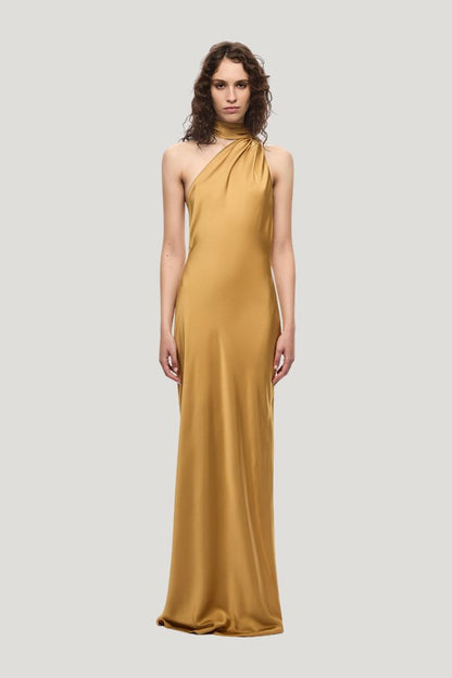 The Nicolette Satin Dress — model front