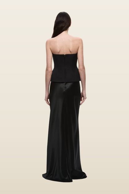 The Padded Satin Gown — model back