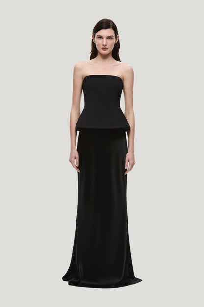 The Padded Satin Gown — model front