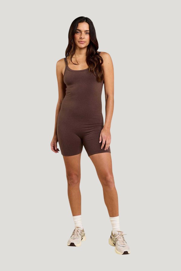 Cotton Stretch The Romper | Coffee — carry 2
