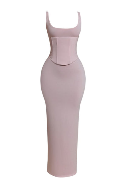 The Sandra Scoop Corset Maxi Dress in Baby — packshot