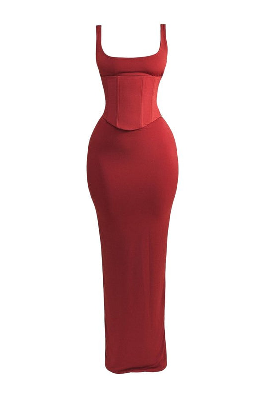 The Sandra Scoop Corset Maxi Dress — packshot