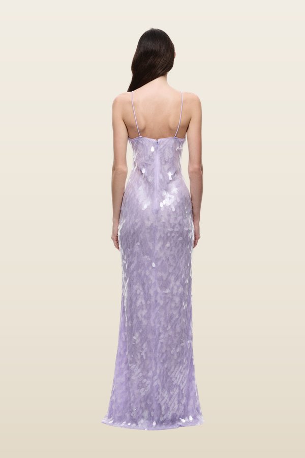 The Sapphire Sequin Dress — model back