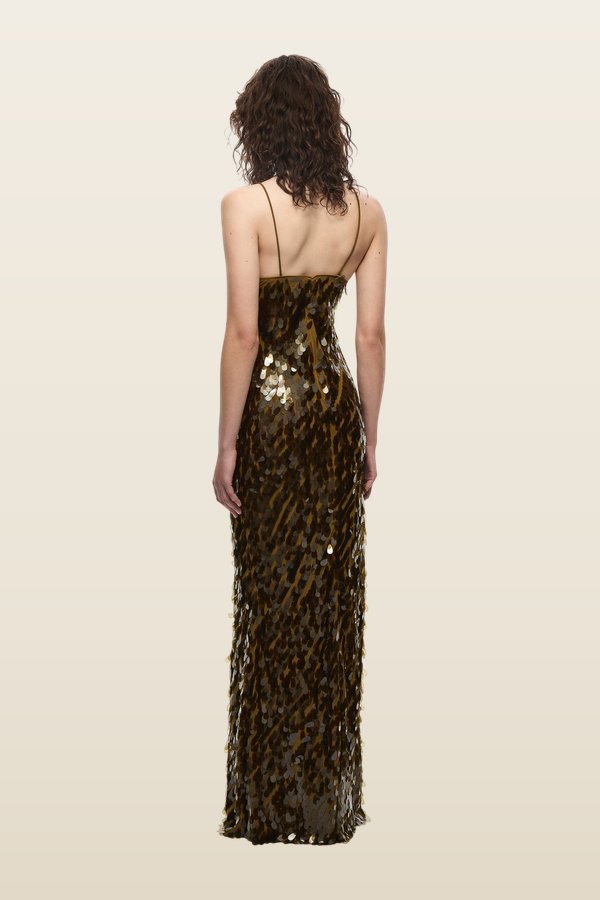 The Sapphire Sequin Dress — model back