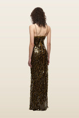 The Sapphire Sequin Dress — model back