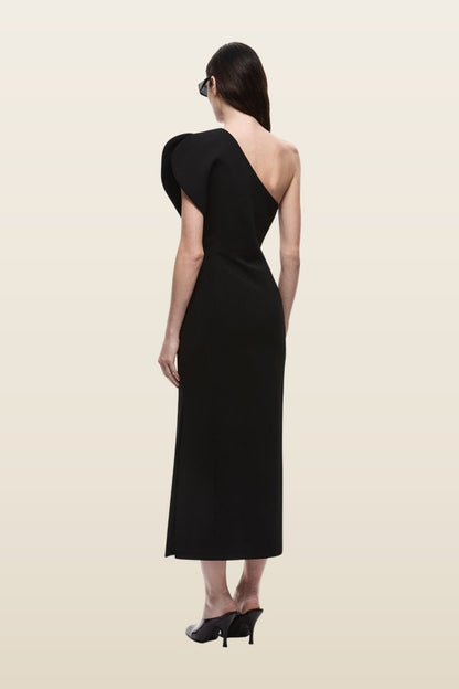 The Sculpted One Shoulder Midi Dress — model back