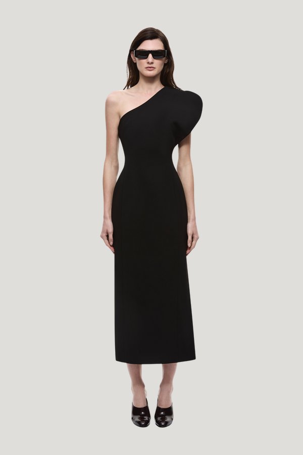 The Sculpted One Shoulder Midi Dress — model front