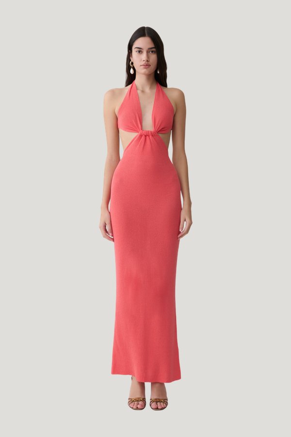 Theresea Halter Knit Maxi Dress — model front