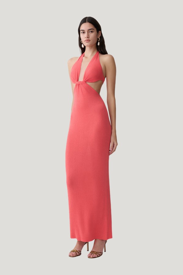 Theresea Halter Knit Maxi Dress — model side