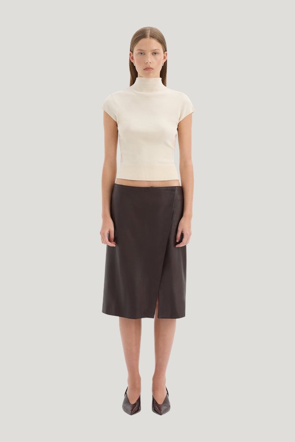Tomi Wrap Midi Skirt — model front