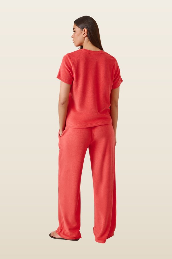 Towelling High Waist Trousers — model back