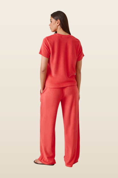 Towelling High Waist Trousers — model back
