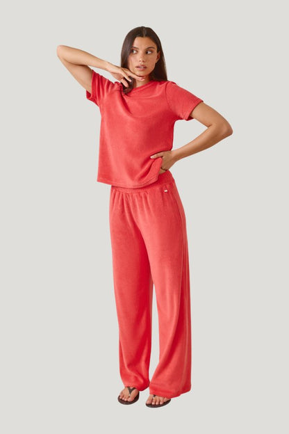 Towelling High Waist Trousers — model side