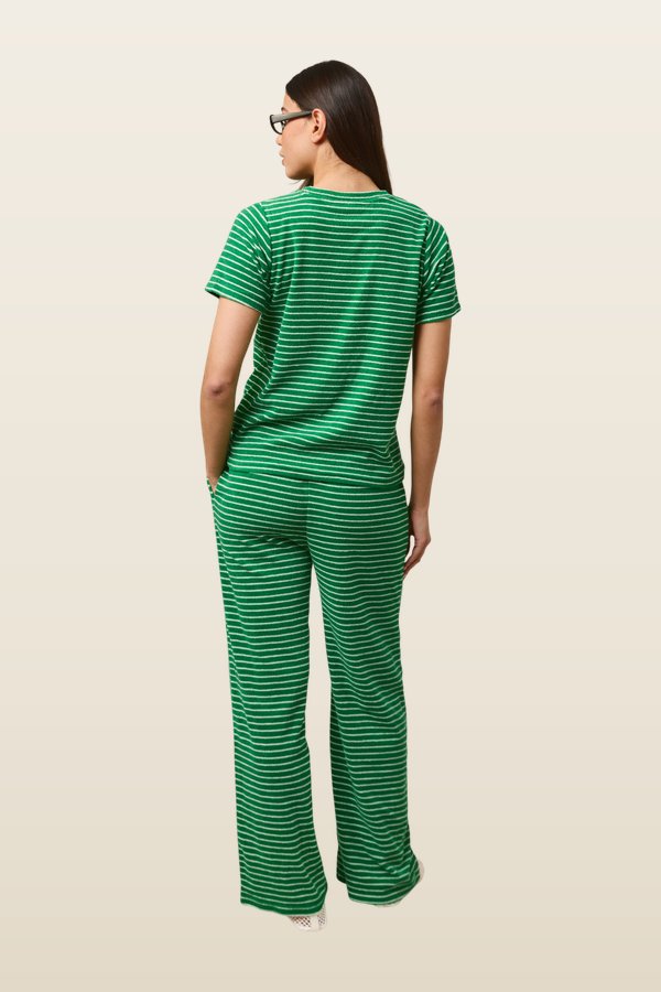 Towelling High Waist Trousers - Jelly Bean — model back