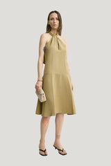 Twist halter dress cumin — carry 2