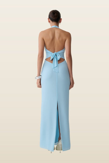 Valentina Chiffon Halter Maxi Dress — model back